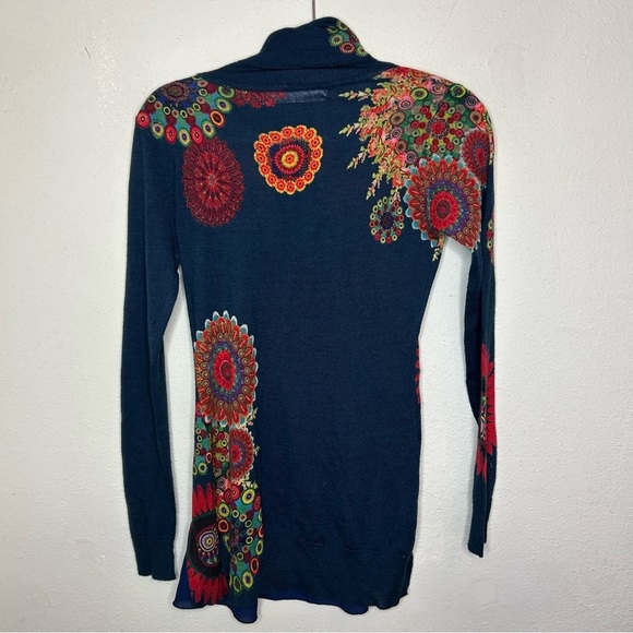 Desigual Blue and Red Graphic Long Sleeve Blouse - Picture 6 of 6